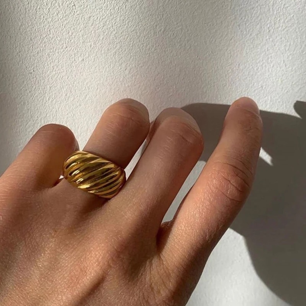 Chunky croissant ring 18k gold plated tarnish free